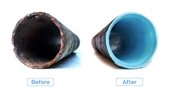 Before and after photo of lining pipe