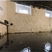 Stock image of flooded basement