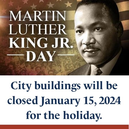 Graphic city buildings closed MLK Day