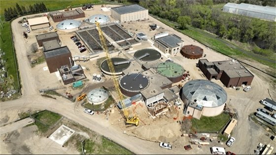 Aerial view of the Wastewater Treatment Facility taken in May 2025