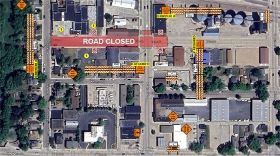 Road closure on Front Street