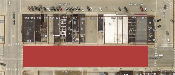 Aerial map showing road closure on Main Street West