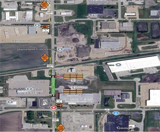 Map showing road closure on 32nd Ave NW