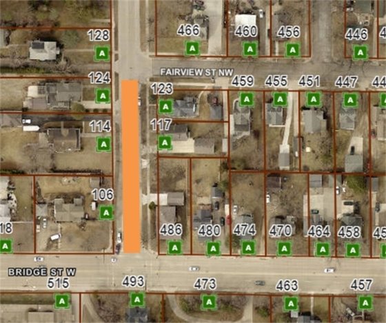 Aerial Map showing road closure on state avenue