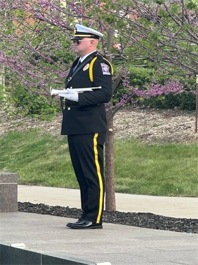 Officer Plein with bugle