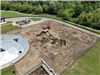 Aerial of beginning of excavation for the wastewater treatment facility expansion