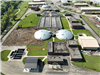 Aerial of wastewater treatment facility in early construction