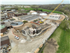 Aerial of wastewater treatment building construction in progress