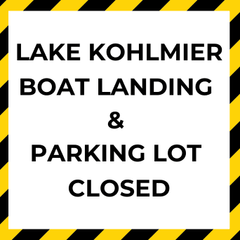 Lake Kohlmier boat landing and parking lot closed